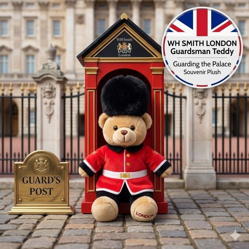 WH Smith London Guardsman Teddy Bear Plush Souvenir Red Uniform British Guard
